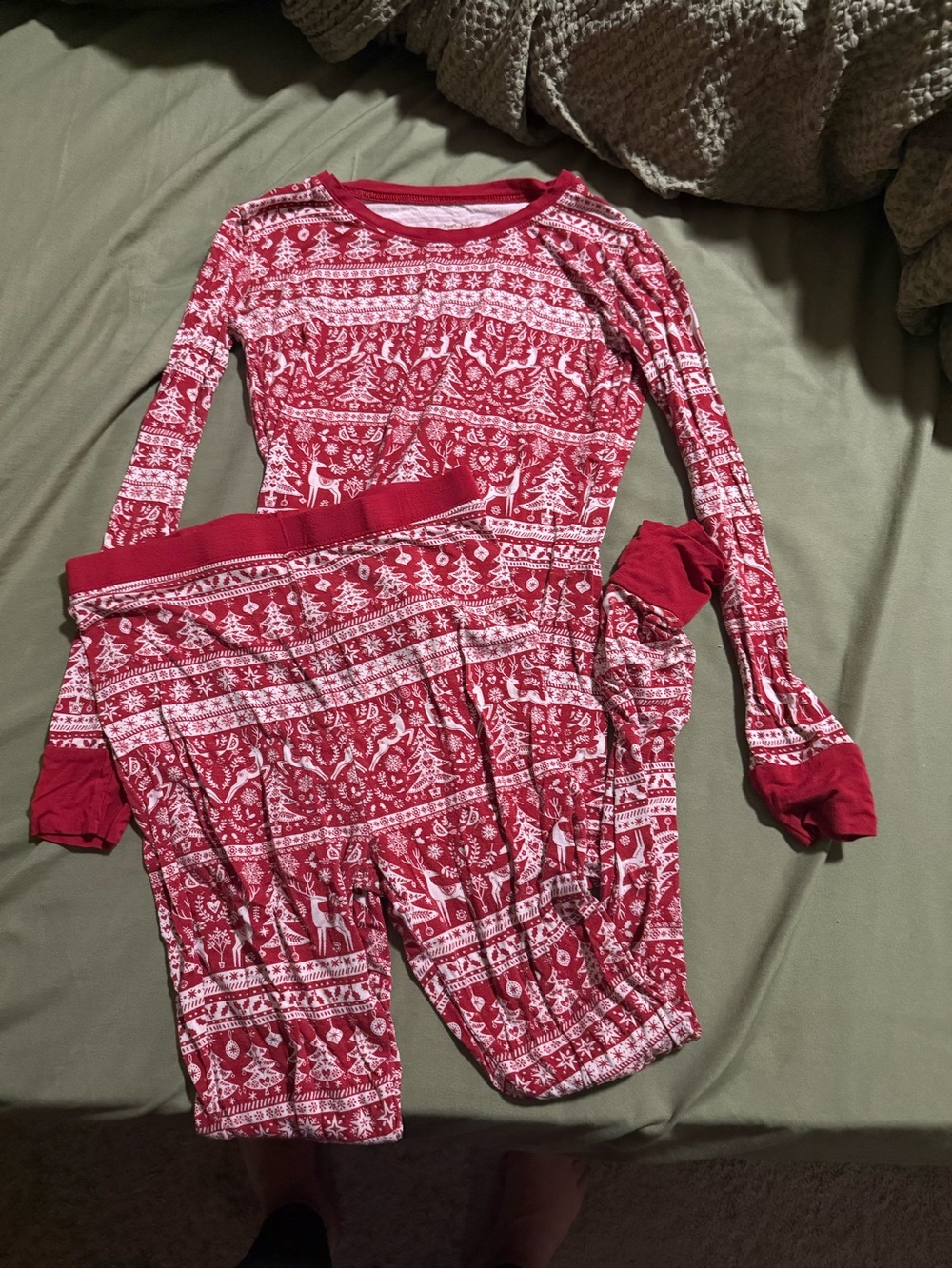 Little Sleepies Kids Red Holiday Fair Isle Pajama Set